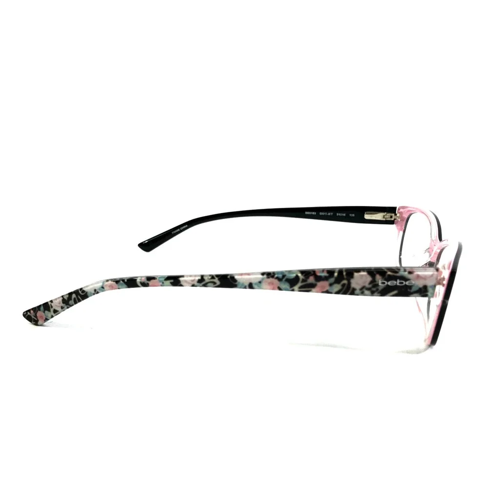 Bebe Eyeglasses Frames BB5183 001 JET Black Pink Cat Eye Full Rim 51-16-135